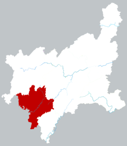 恩施州中の咸豊県の位置