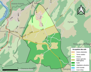 Carte en couleurs présentant l'occupation des sols.