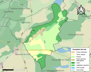 Carte en couleurs présentant l'occupation des sols.