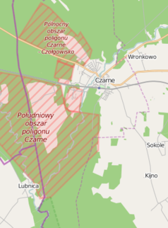 Mapa konturowa Czarnego, u góry po prawej znajduje się punkt z opisem „Sarniak”