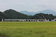 2019年時点の建設光景。この時点では仮称の「南越駅」として建設していた