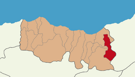 Map showing Hayrat District in Trabzon Province