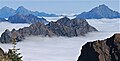 Jefferson Peak centered. (Mount Bretherton and Mount Constance to left, The Brothers to right)