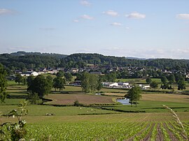 The village of Grand-Bourg seen from the village of Ardannes, the river Gartempe is in the foreground