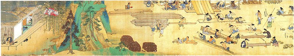 Takashima Takekane, Ilustracja prac ciesielskich, Opowieści dla świątyni Kasuga Taisha (Nara), emaki (1309)