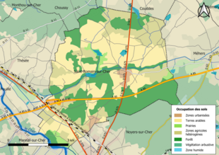 Carte en couleurs présentant l'occupation des sols.