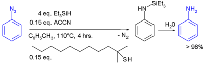 Reducción de azida por trietilsililhidruro