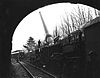 A military train with a railway-mounted canon at Bourne Park tunnel in 1941