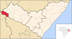 Location of Delmiro Gouveia in the State of Alagoas