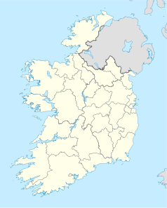 Mapa konturowa Irlandii, po prawej znajduje się punkt z opisem „Bray”