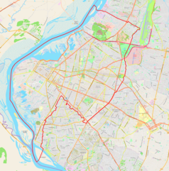 Mapa konturowa Asunción, po lewej nieco u góry znajduje się punkt z opisem „Palacio de los López”