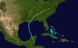 Trajectoire de latempête tropicale Bill