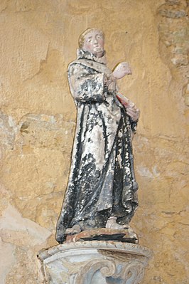 Beeld van St. Adelelmus in de kerk van Sainte-Suzanne (Mayenne)