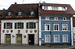 Altes Rathaus mit Heimatmuseum (links), Gasthaus Hirschen-Post (re.)