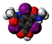 Space-filling model of the iotalamic acid molecule