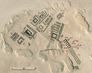 La tombe de Narmer (chambres B17 et B18) dans la nécropole d'Abydos.