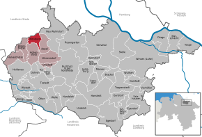 Poziția Moisburg pe harta districtului Harburg