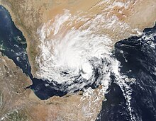 Satellite image of Chapala after its landfall over Yemen