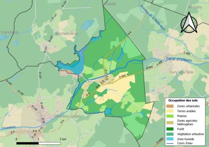 Carte des infrastructures et de l'occupation des sols de la commune en 2018 (CLC).