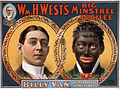 Image 137A lithograph for "William H. West's Big Minstrel Jubilee" from 1900, showing the blackface transformation of Billy B. Van (from Portal:Theatre/Additional featured pictures)