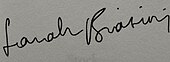 signature de Sarah Biasini