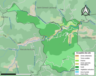 Carte en couleurs présentant l'occupation des sols.