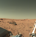 Image 58Viking 1, the first of two spacecraft sent to Mars, takes this picture of the landing site in Chryse Planitia (1978) (from 1970s)