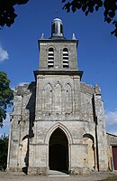 The front of a church