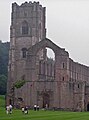 Exterior of Fountains Abbey from the north-west facing the south-east