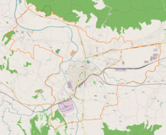 Mapa konturowa Jasła, po prawej znajduje się punkt z opisem „Lądowisko Ikar Jasło”