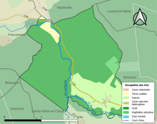 Carte en couleurs présentant l'occupation des sols.