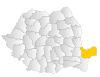 Map of Romania highlighting Tulcea County