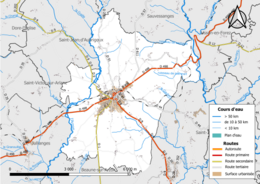 Carte en couleurs représentant les cours d'eau