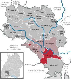 Elhelyezkedése Baden-Württemberg térképén