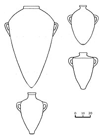 Schematische Umzeichnungen eisenzeitlicher Amphorentypen aus dem Phönizischen Raum.