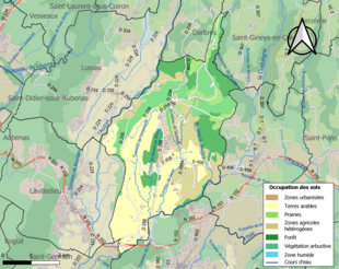 Carte en couleurs présentant l'occupation des sols.