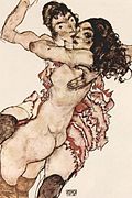 Egon Schiele, Pareja (acuarela)