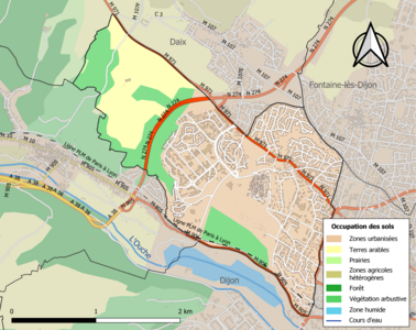 Carte en couleurs présentant l'occupation des sols.