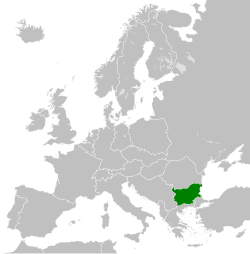 Bulgaria ditunjukkan dalam warna hijau.