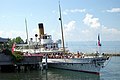 CGN paddle steamer Montreux (built 1904) leaving Évian-les-Bains, Haute Savoie, France in July 2002.