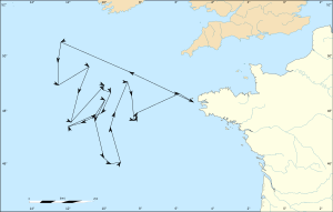 Route of the main squadron under Villaret-Joyeuse