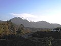 Les monts Kujū vus de la gorge de Narukogawa