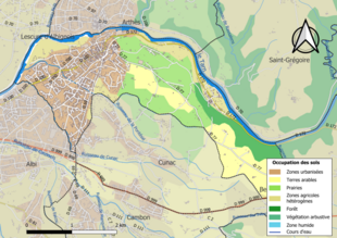 Carte en couleurs présentant l'occupation des sols.