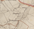 Overdorp zoals getekend op de Vandermaelen kaart (1846-1854): de boerderij-brouwerij staat vermeld als "Brasserie"