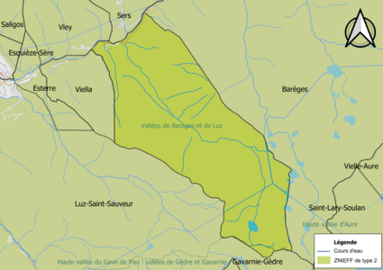 Carte des ZNIEFF de type 2 sur la commune.