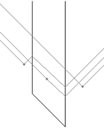 Este diagrama de espaciotiempo demuestra la estructura causal de un tubo de Krásnikov; la línea en forma de "U" sería el límite del dispositivo "tubular" , mientras que las líneas diagonales que interseca representan en sus puntos las partes delanteras de conos de luz.