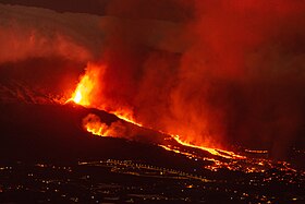 L'éruption le 20 septembre 2021.