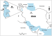 Location of Lake Urmia in Modern Day Iran