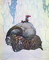 Svensk julebukk med nisse og julegåver av eventyrteiknaren John Bauer i (1912).