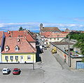 De rechte straten van Neuf-Brisach, op de achtergrond de Église Royale Saint-Louis